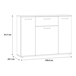 Szeroka komoda NIKO z szufladą i półkami – Dąb Artisan | Kup online