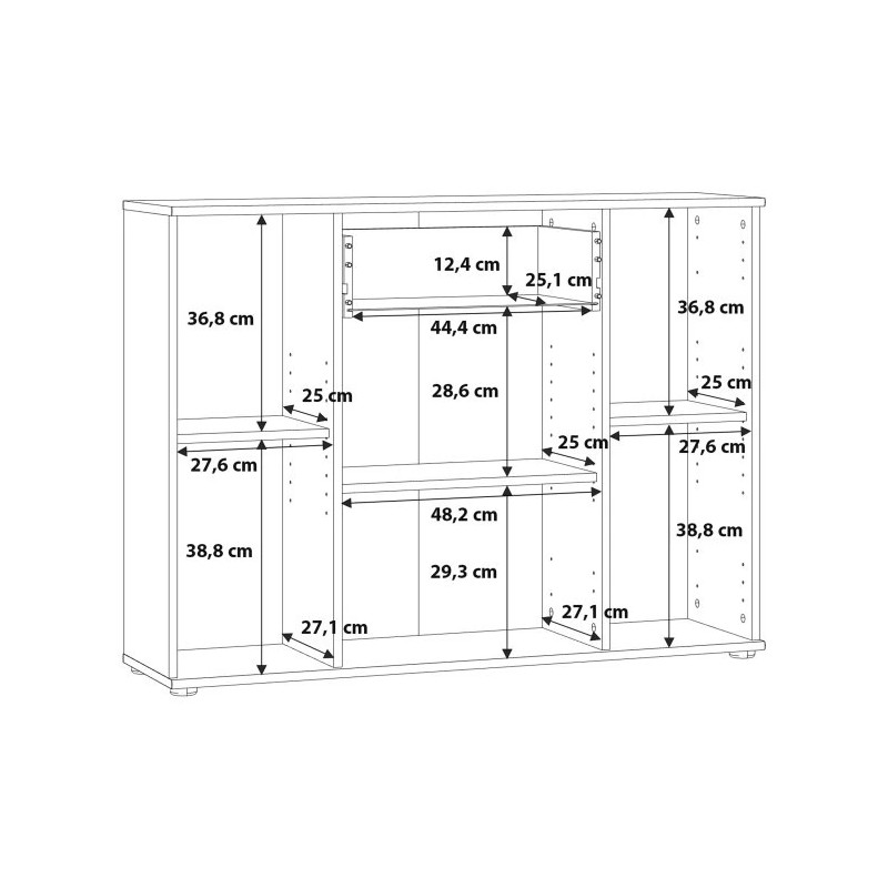 Szeroka komoda NIKO z szufladą i półkami – Dąb Artisan | Kup online