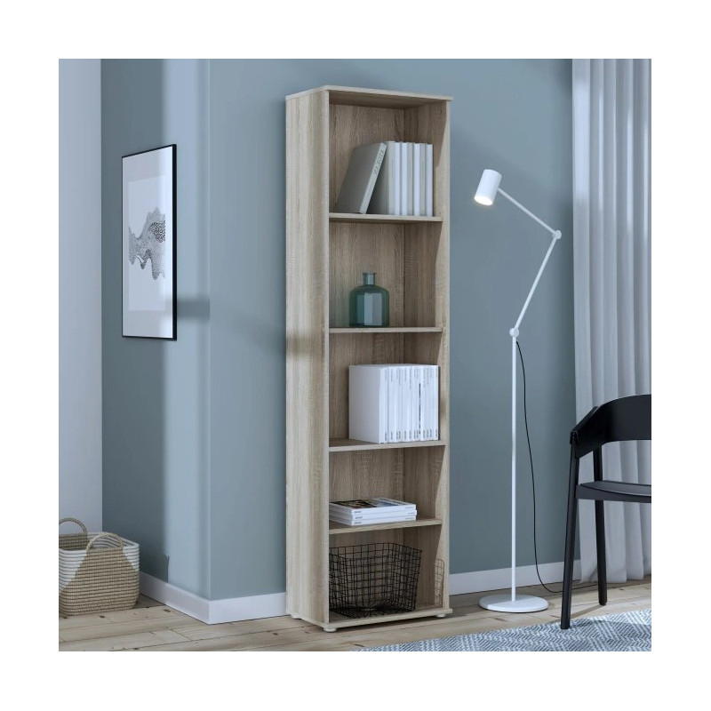 Regał otwarty 5 wnęk Dąb Sonoma – wygodne przechowywanie w domu | Domowanie