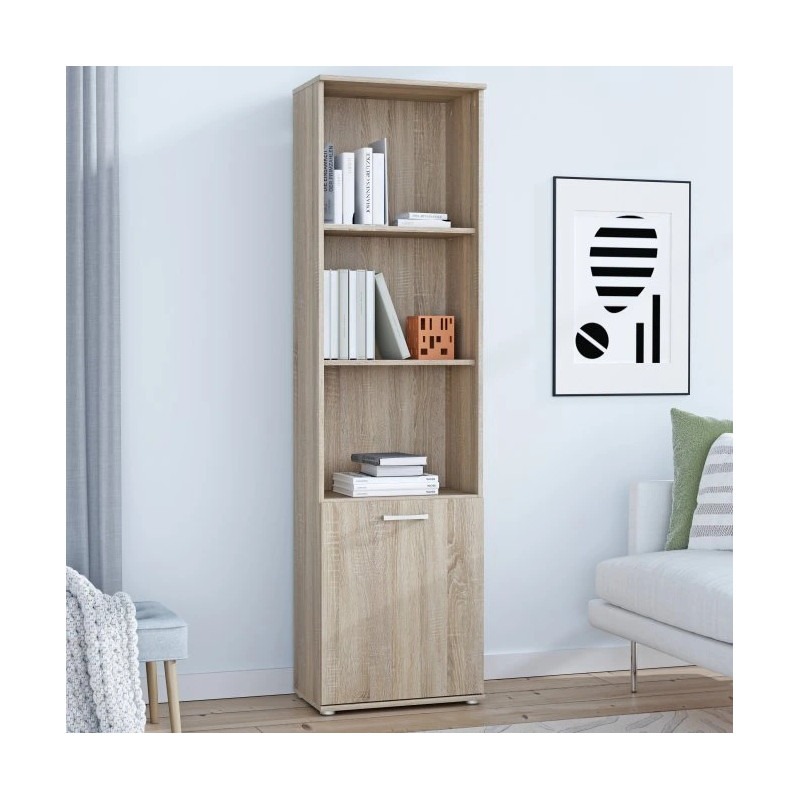 Regał nowoczesny Dąb Sonoma – półki i szafka | Domowanie.pl