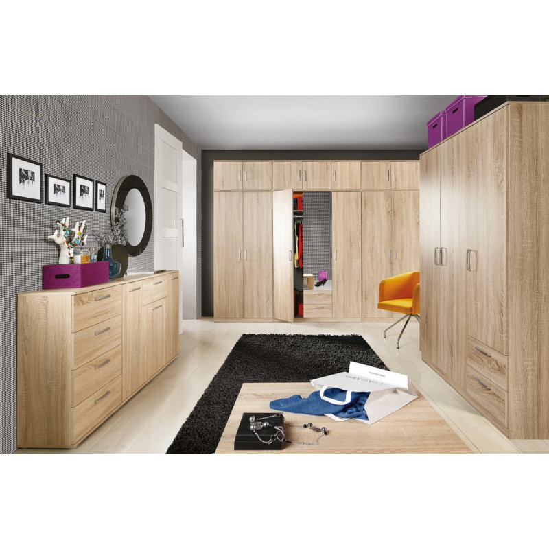 Regał nowoczesny Dąb Sonoma – półki i szafka | Domowanie.pl