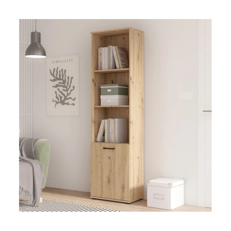 Regał Dąb Artisan z zamykaną szafką – kolekcja NIKO | Kup w Domowanie