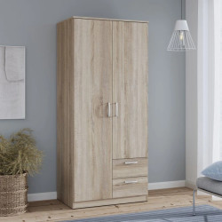 Pojemna szafa Dąb Sonoma z 2 szufladami | Szybka dostawa Domowanie.pl