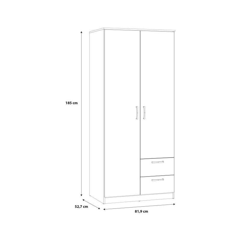 Szafa ubraniowa 2-drzwiowa z szufladami Dąb Artisan | Domowanie