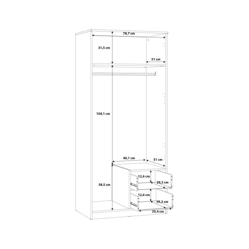 Szafa ubraniowa 2-drzwiowa z szufladami Dąb Artisan | Domowanie