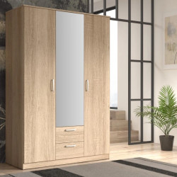 Szafa 3-drzwiowa z lustrem Dąb Sonoma | Styl i funkcjonalność