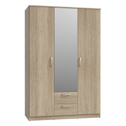 Szafa 3-drzwiowa z lustrem Dąb Sonoma | Styl i funkcjonalność