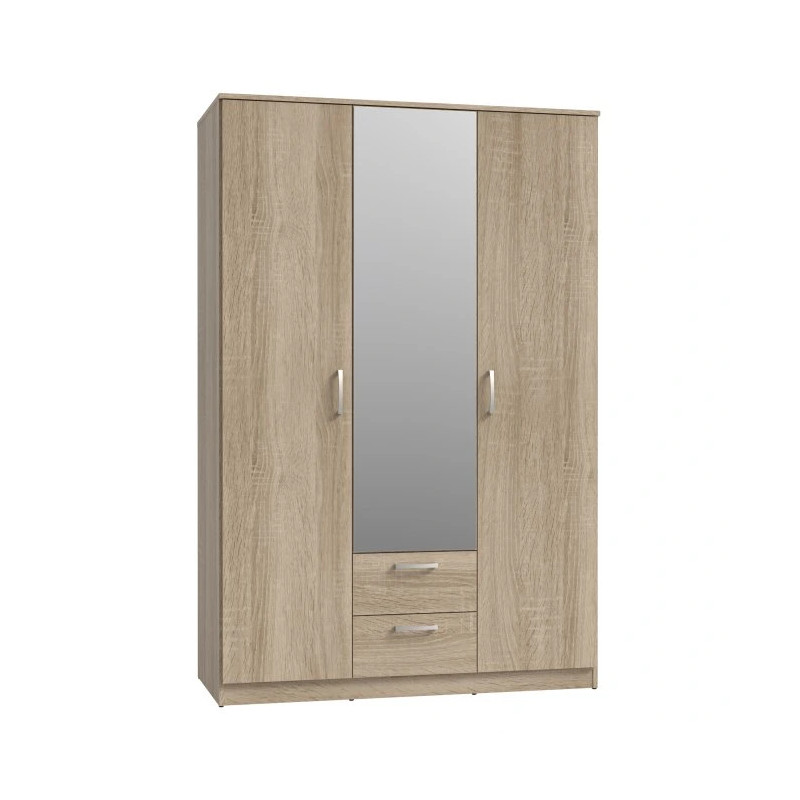Szafa 3-drzwiowa z lustrem Dąb Sonoma | Styl i funkcjonalność