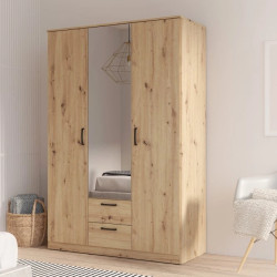 Szafa ubraniowa z półkami i drążkiem NIKO – Dąb Artisan