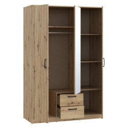 Szafa ubraniowa z półkami i drążkiem NIKO – Dąb Artisan