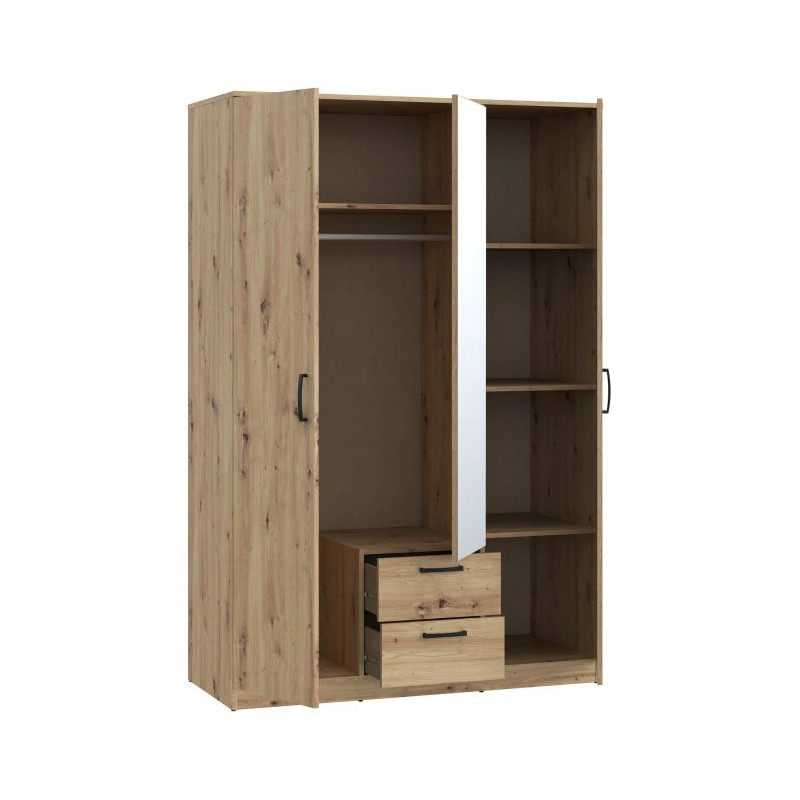 Szafa ubraniowa z półkami i drążkiem NIKO – Dąb Artisan