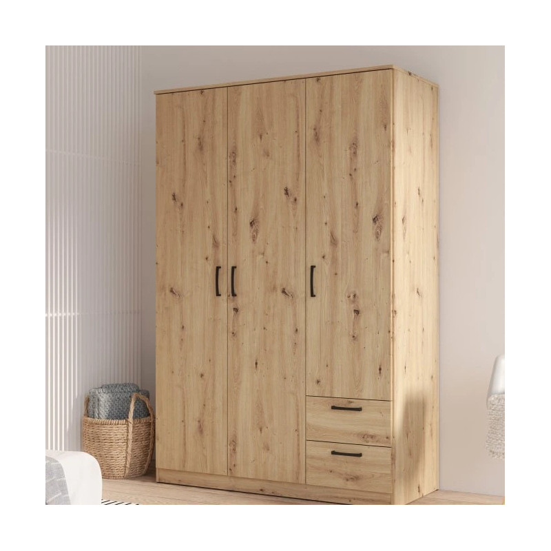 Szafa ubraniowa NIKO 3D z drążkiem i szufladami – Styl i funkcjonalność