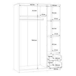 Szafa ubraniowa NIKO 3D z drążkiem i szufladami – Styl i funkcjonalność