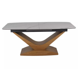 Rozkładany ceramiczny stół Dolce Ceramic biały mat/dąb 180(240)x95