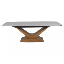 Rozkładany ceramiczny stół Dolce Ceramic biały mat/dąb 180(240)x95