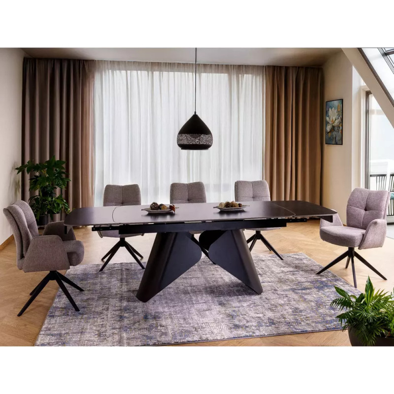 Rozkładany ceramiczny stół Armando czarny mat 180(240)x90