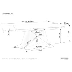 Rozkładany ceramiczny stół Armando czarny mat 180(240)x90