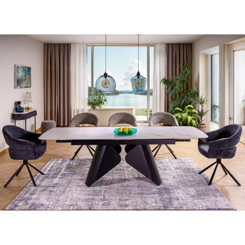 Rozkładany ceramiczny stół Armando biały mat/czarny mat 180(240)x90