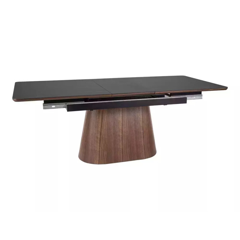 Rozkładany ceramiczny stół Monaco czarny mat/orzech 160(200)x90