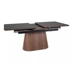 Rozkładany ceramiczny stół Monaco czarny mat/orzech 160(200)x90