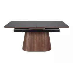 Rozkładany ceramiczny stół Monaco czarny mat/orzech 160(200)x90