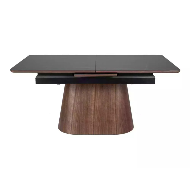 Rozkładany ceramiczny stół Monaco czarny mat/orzech 160(200)x90