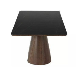 Rozkładany ceramiczny stół Monaco czarny mat/orzech 160(200)x90