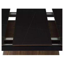 Rozkładany ceramiczny stół Monaco czarny mat/orzech 160(200)x90