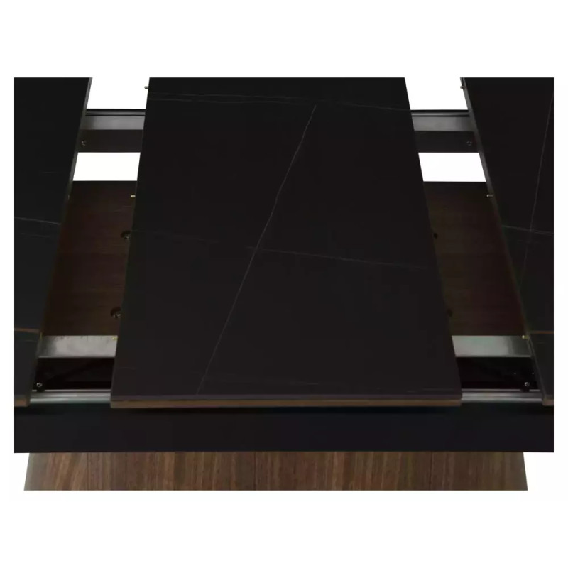 Rozkładany ceramiczny stół Monaco czarny mat/orzech 160(200)x90