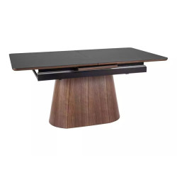 Rozkładany ceramiczny stół Monaco czarny mat/orzech 160(200)x90