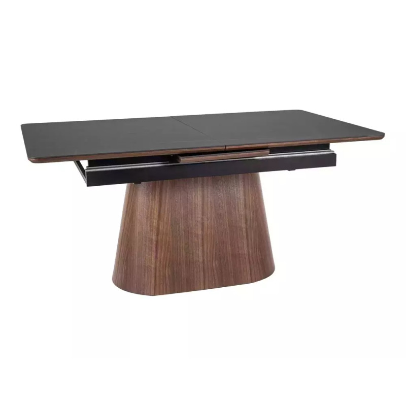 Rozkładany ceramiczny stół Monaco czarny mat/orzech 160(200)x90