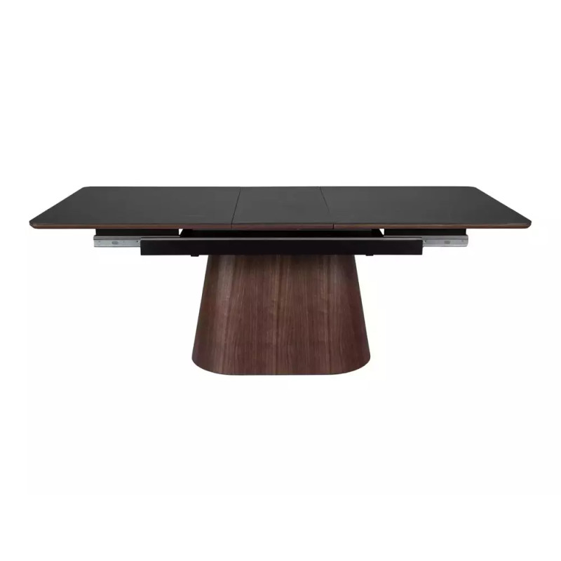 Rozkładany ceramiczny stół Monaco czarny mat/orzech 160(200)x90