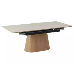 Rozkładany ceramiczny stół Monaco travertine beż mat/dąb 160(200)x90