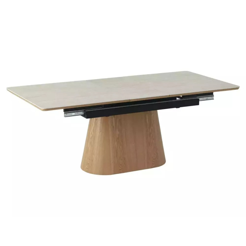 Rozkładany ceramiczny stół Monaco travertine beż mat/dąb 160(200)x90