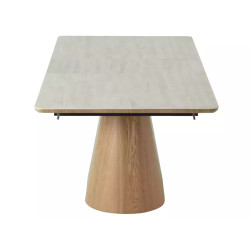 Rozkładany ceramiczny stół Monaco travertine beż mat/dąb 160(200)x90