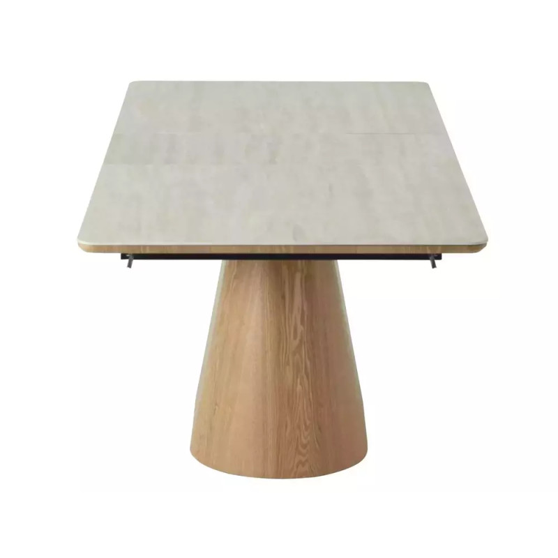 Rozkładany ceramiczny stół Monaco travertine beż mat/dąb 160(200)x90
