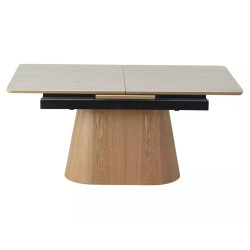 Rozkładany ceramiczny stół Monaco travertine beż mat/dąb 160(200)x90