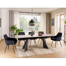 Rozkładany ceramiczny stół Laconi biały mat/czarny mat 160(220)x90