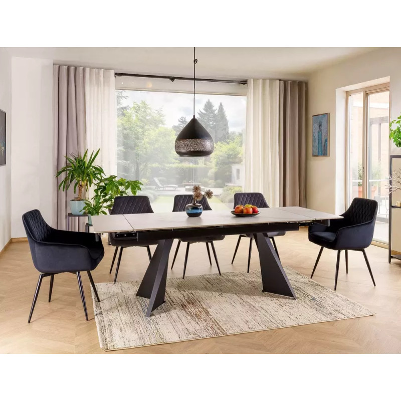 Rozkładany ceramiczny stół Laconi biały mat/czarny mat 160(220)x90