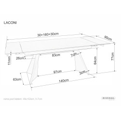 Rozkładany ceramiczny stół Laconi biały mat/czarny mat 160(220)x90