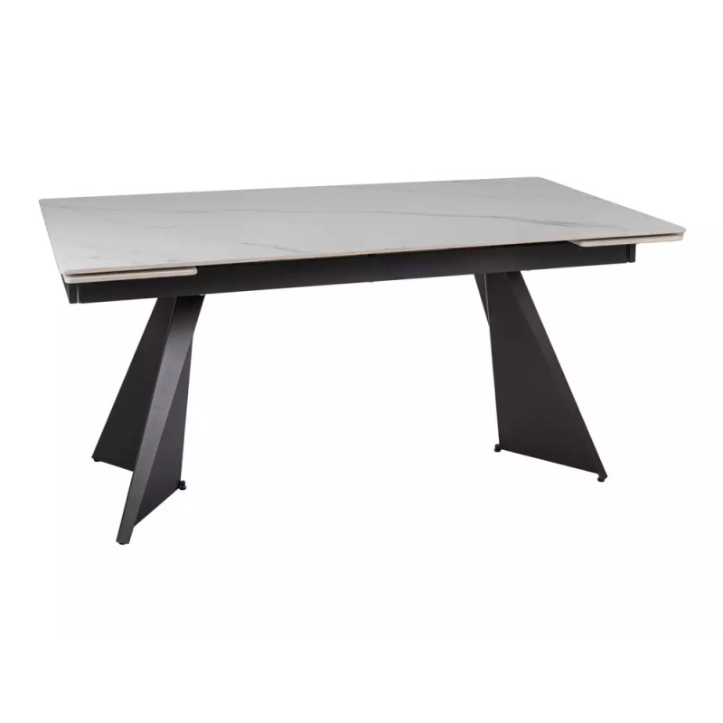 Rozkładany ceramiczny stół Laconi biały mat/czarny mat 160(220)x90