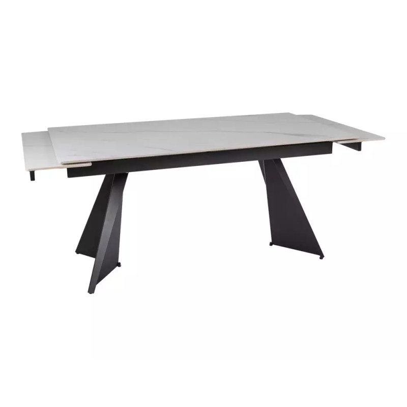 Rozkładany ceramiczny stół Laconi biały mat/czarny mat 160(220)x90