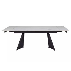 Rozkładany ceramiczny stół Laconi biały mat/czarny mat 160(220)x90