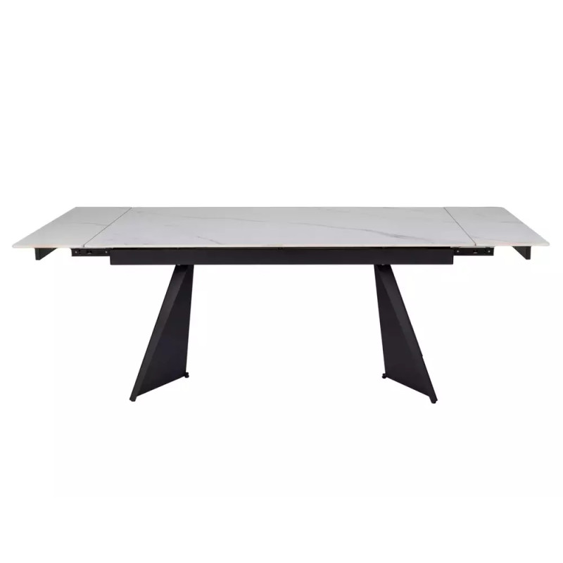 Rozkładany ceramiczny stół Laconi biały mat/czarny mat 160(220)x90