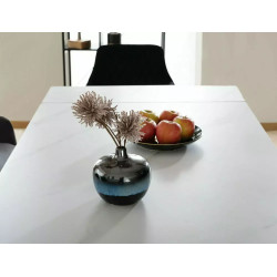 Rozkładany ceramiczny stół Laconi biały mat/czarny mat 160(220)x90