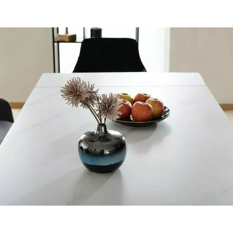 Rozkładany ceramiczny stół Laconi biały mat/czarny mat 160(220)x90