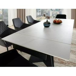 Rozkładany ceramiczny stół Laconi biały mat/czarny mat 160(220)x90