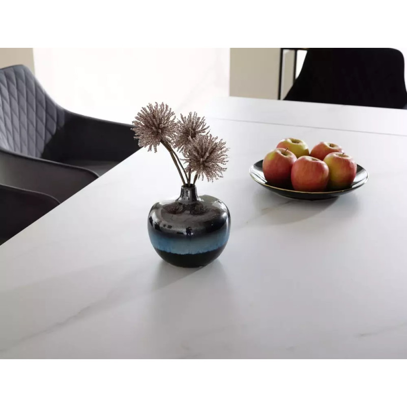 Rozkładany ceramiczny stół Laconi biały mat/czarny mat 160(220)x90