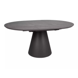 Rozkładany okrągły stół Angel II szary, efekt marmuru/czarny mat 120(160)x75