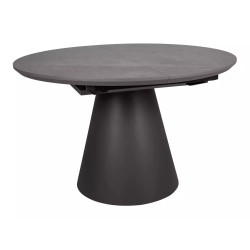 Rozkładany okrągły stół Angel II szary, efekt marmuru/czarny mat 120(160)x75